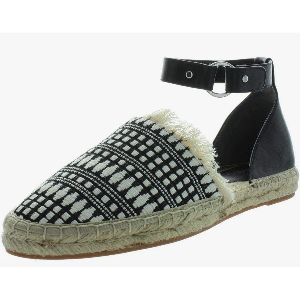 Rebecca‎ Minkoff black and white Vicky ankle strap espadrille flats Size 10